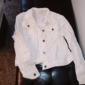 white faux denim jacket